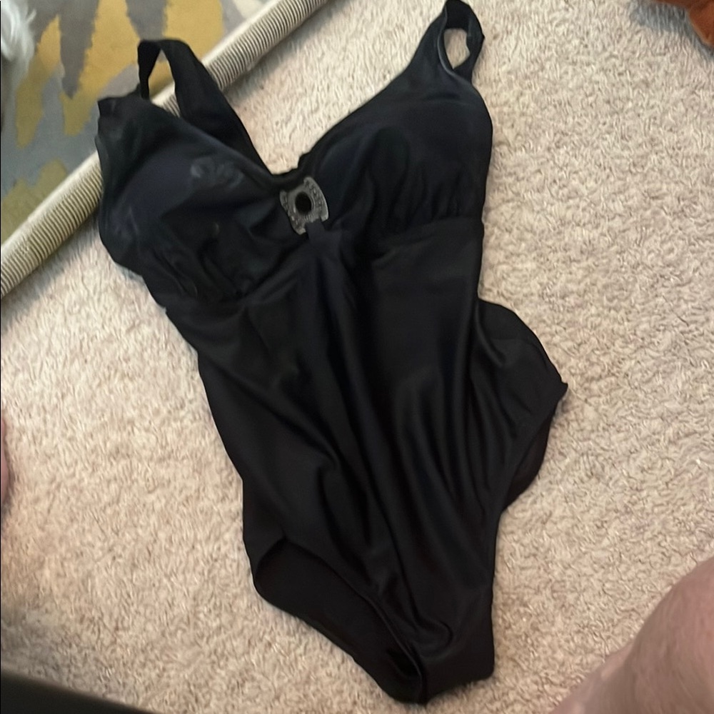 Merona Black one piece Swimwear with V-Neck Design